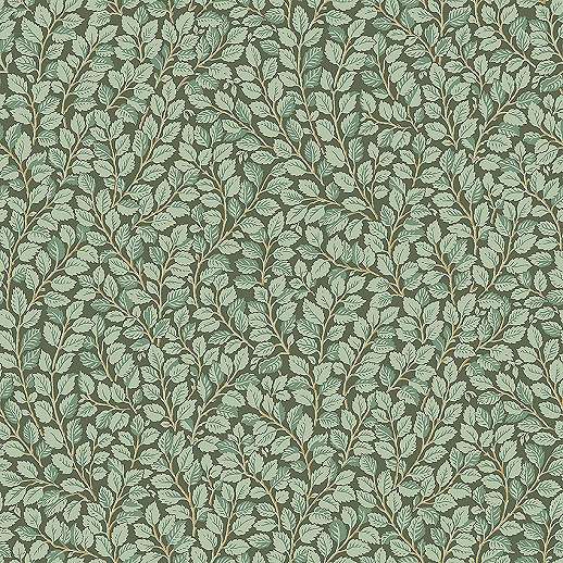 Zöld leveles mintás design tapéta skandináv stílusban