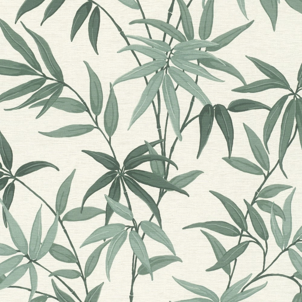Zöld leveles mintás vlies dekor tapéta
