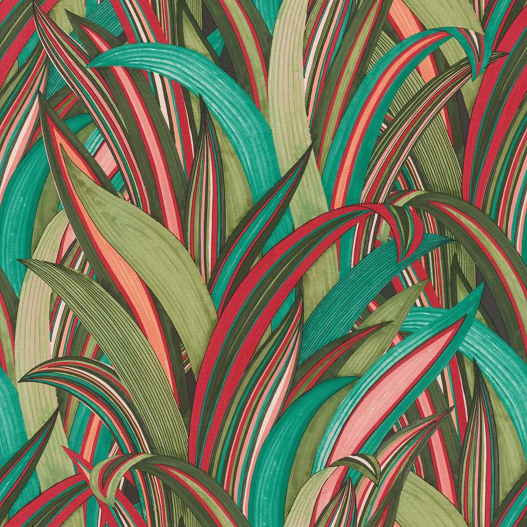 Zöld modern botanikus mintás vlies dekor tapéta