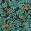 Zöld modern kolibri mintás vlies design tapéta