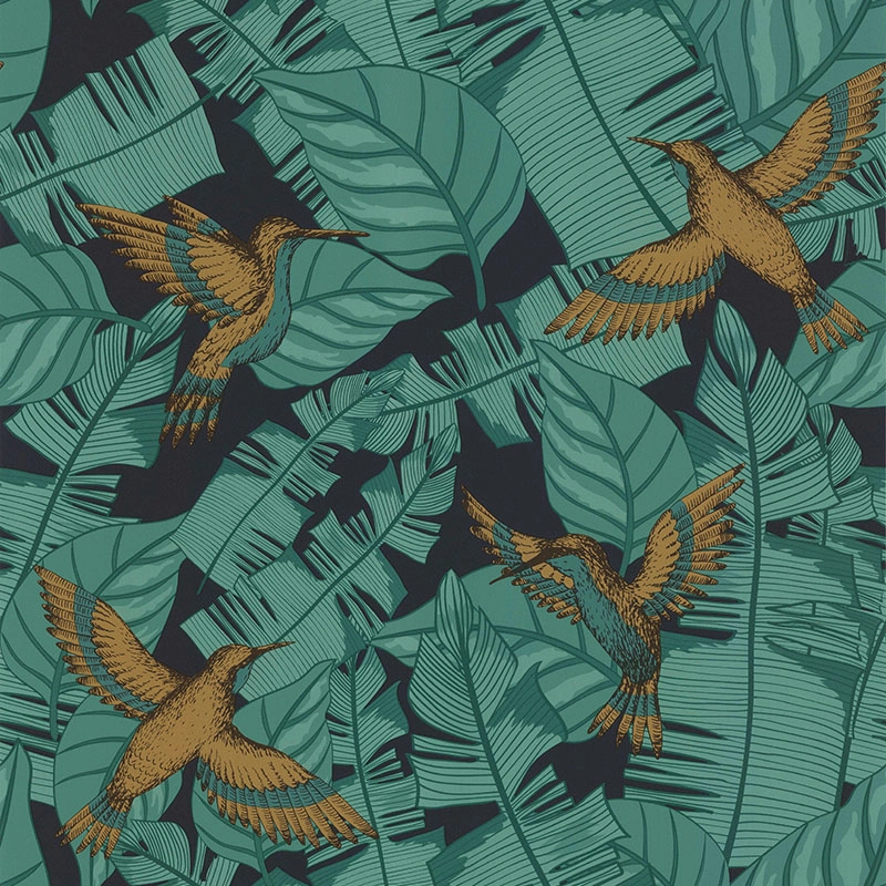 Zöld modern kolibri mintás vlies design tapéta