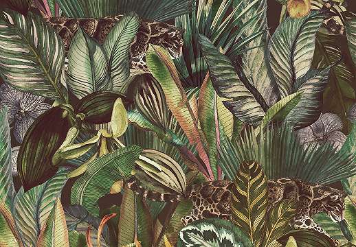 Zöld modern trópusi pálmalevél mintás óriás poszter tapéta 368x254 vlies