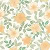 Zöld narancs akvarell romantikus virágmintás francia design tapéta