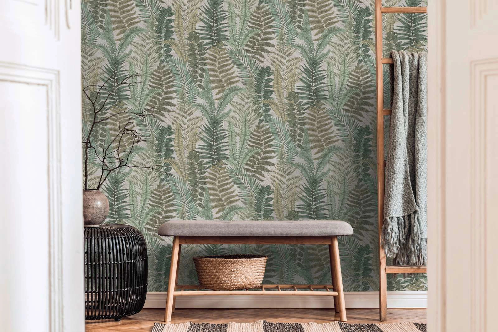Zöld páfránylevél mintás vinyl tapéta