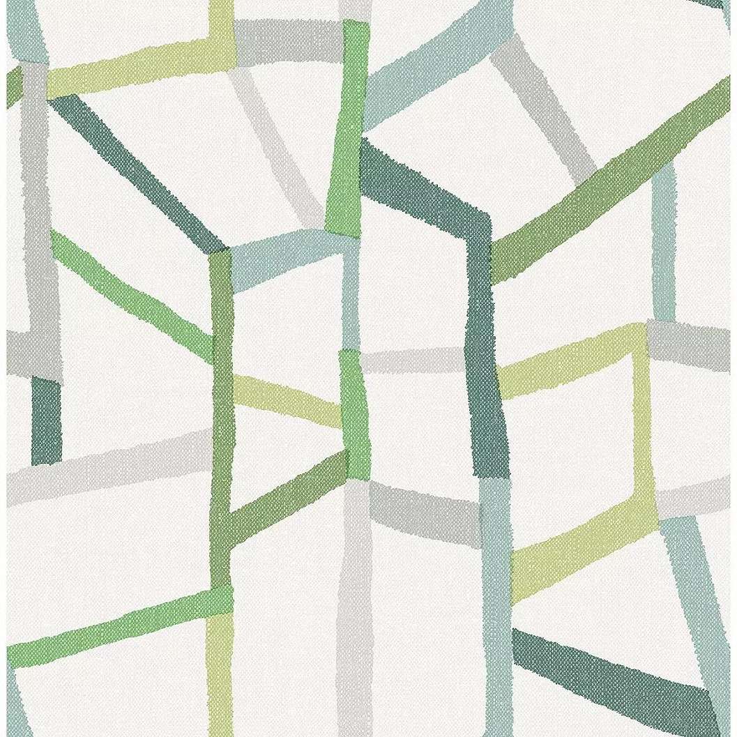 Zöld skandináv hangulatú absztrakt geometrikus mintás vlies prémium tapéta