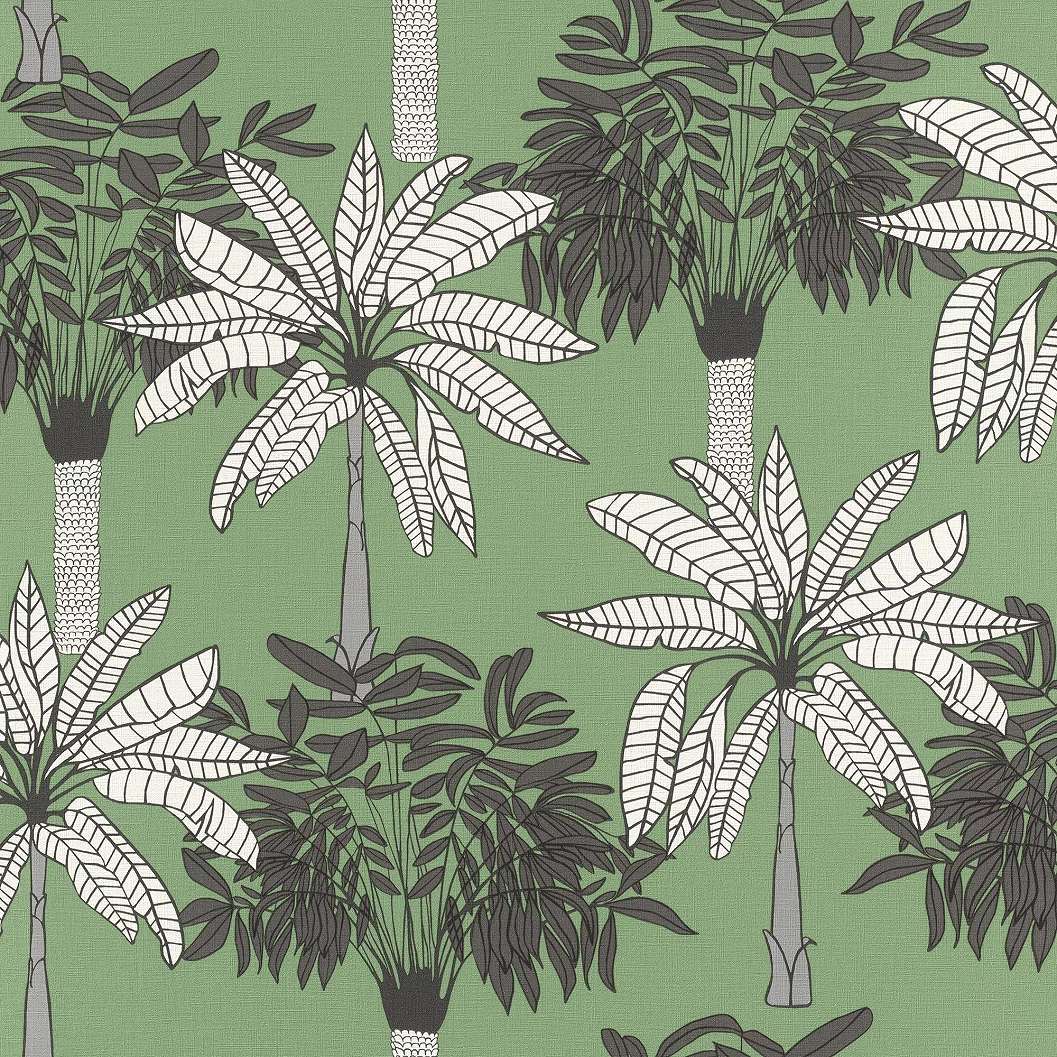 Zöld skandináv rajzolt stílusú pálma mintás trendi vlies tapéta