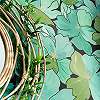 Zöld skandináv stílusú levél, virágmintás vlies design tapéta