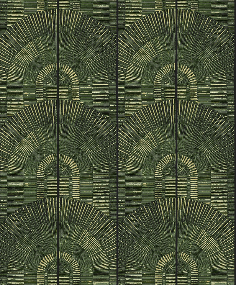Zöld stlizált fahatású Khroma prémium design tapéta art deco stílusban