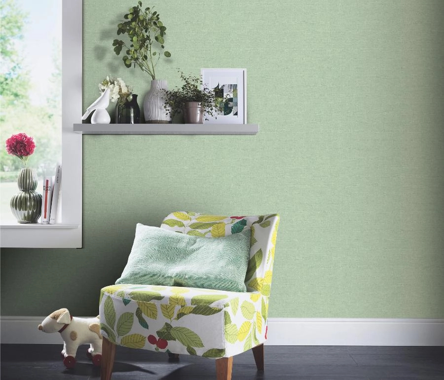 Zöld textil mintás vinyl dekor tapéta