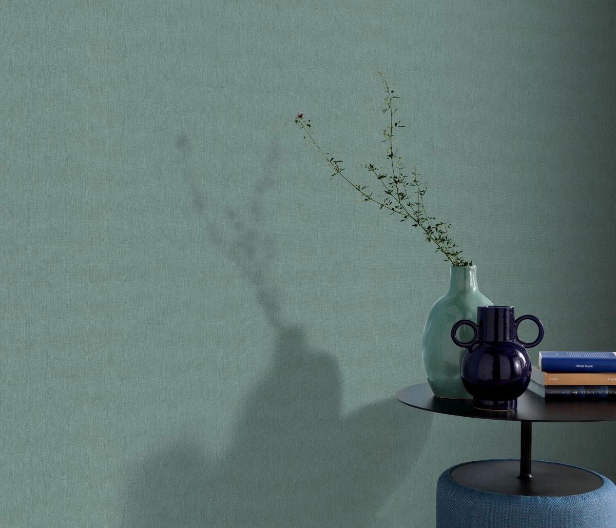Zöld textil mintás vinyl tapéta mosható