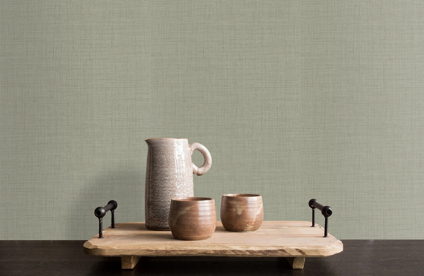 Zöld tweed textil mintás francia vinyl tapéta