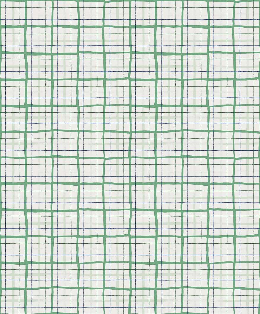 Zöld vékony csíkos kockás mintás dekor tapéta