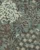 Zöldeskék keleties botanikus mintás vinyl tapéta