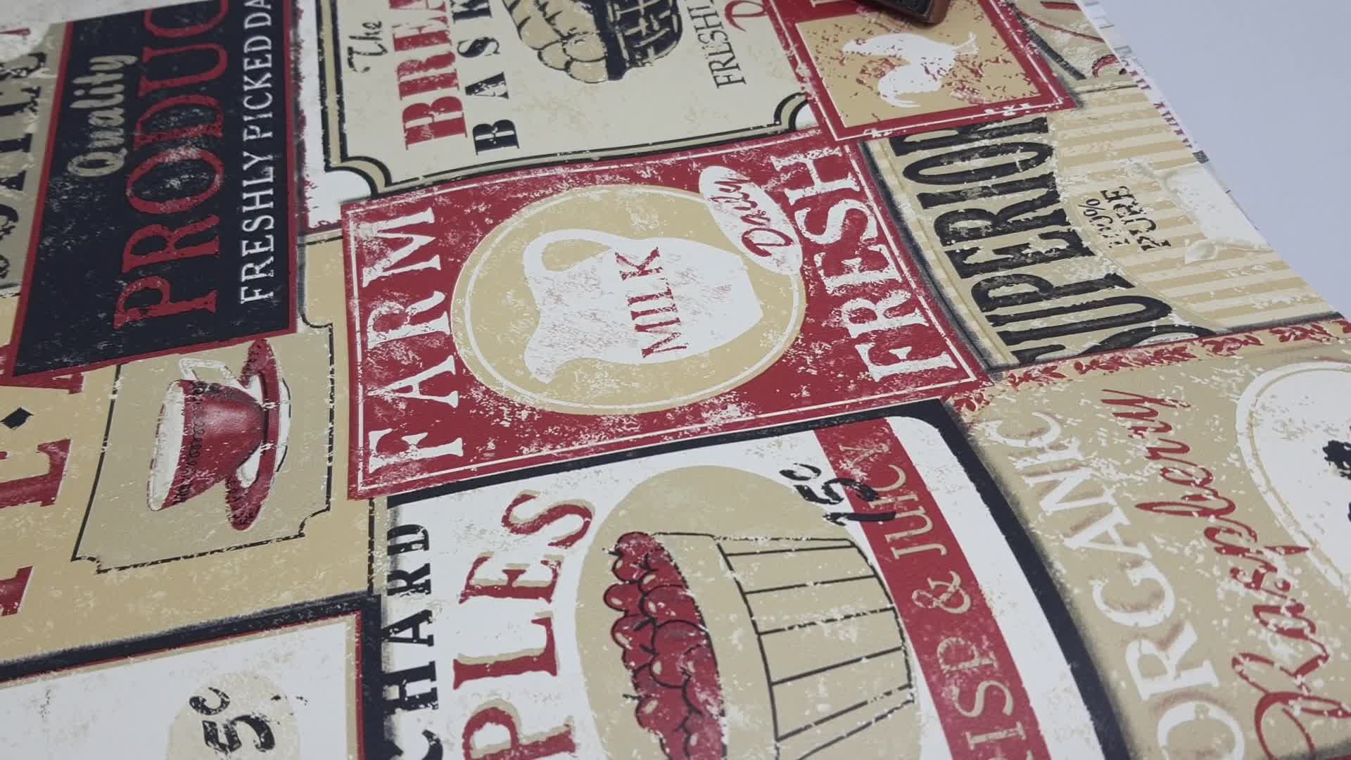 Dekor tapéta konyhába kávé és retro felirat mintákkal