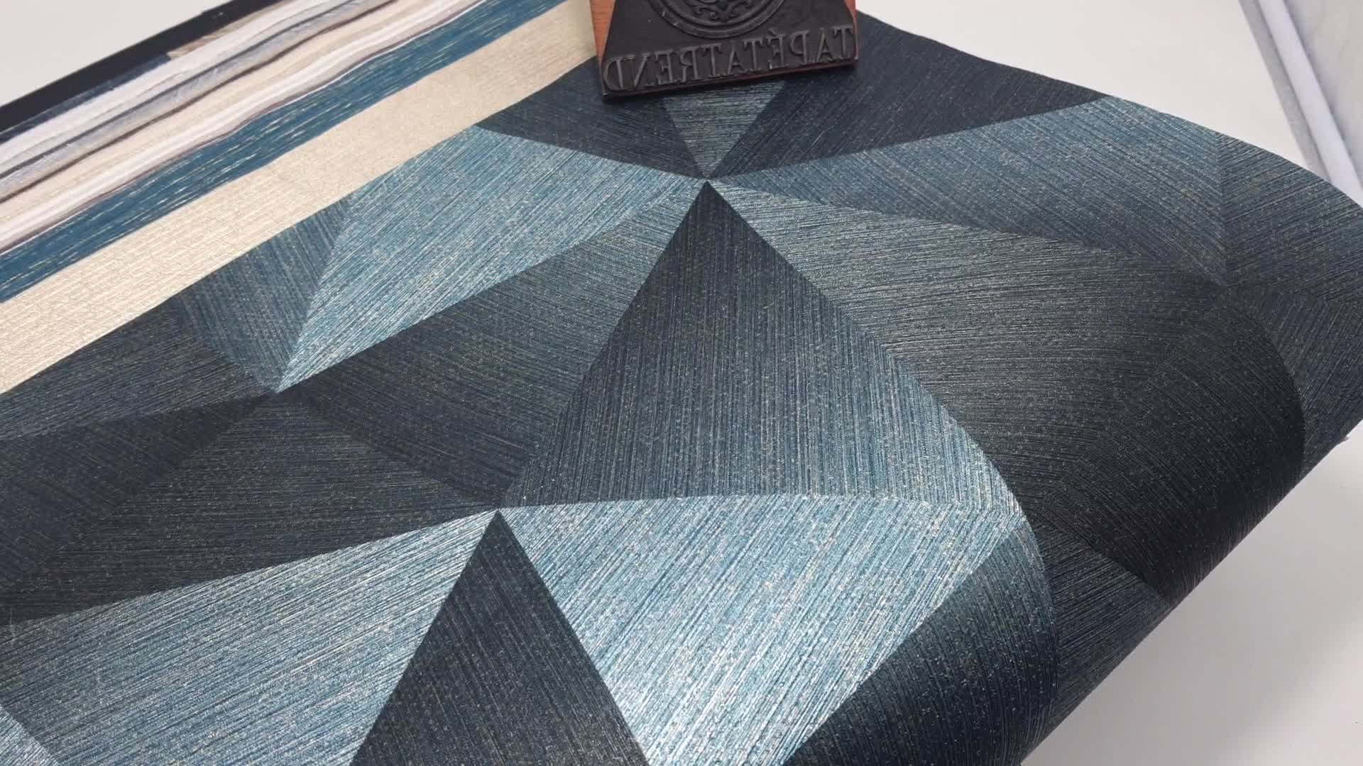 Design tapéta türkiz 3d hatású geometriai mintával