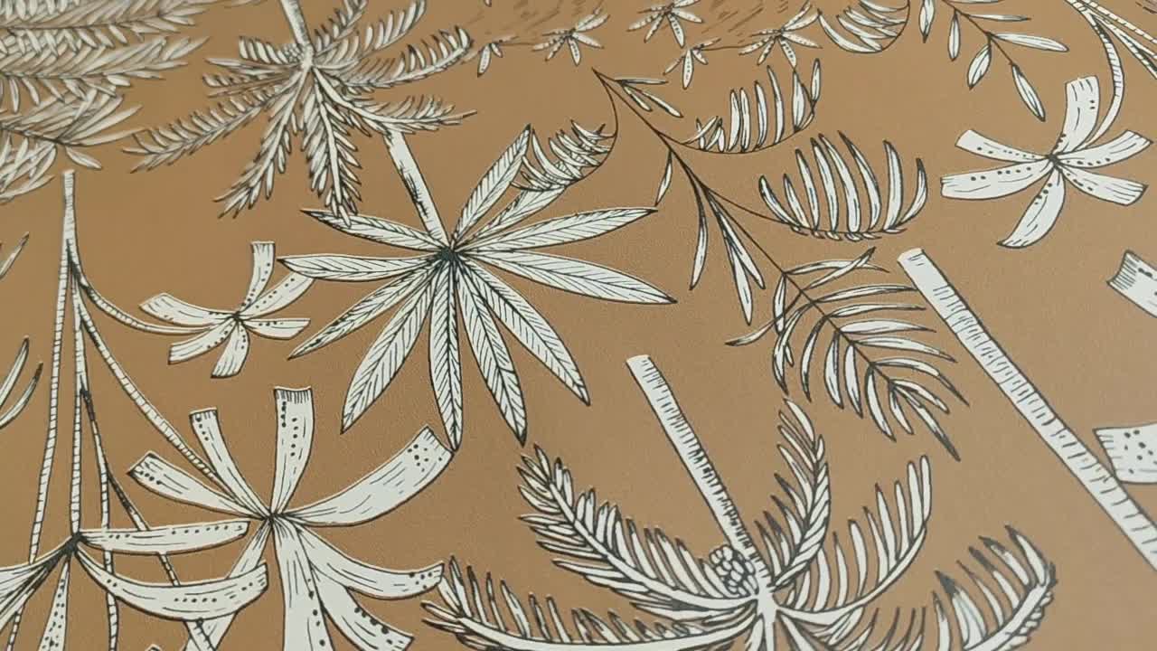 Mosható vinyl design tapéta terrakotta színben pálmafa mintával