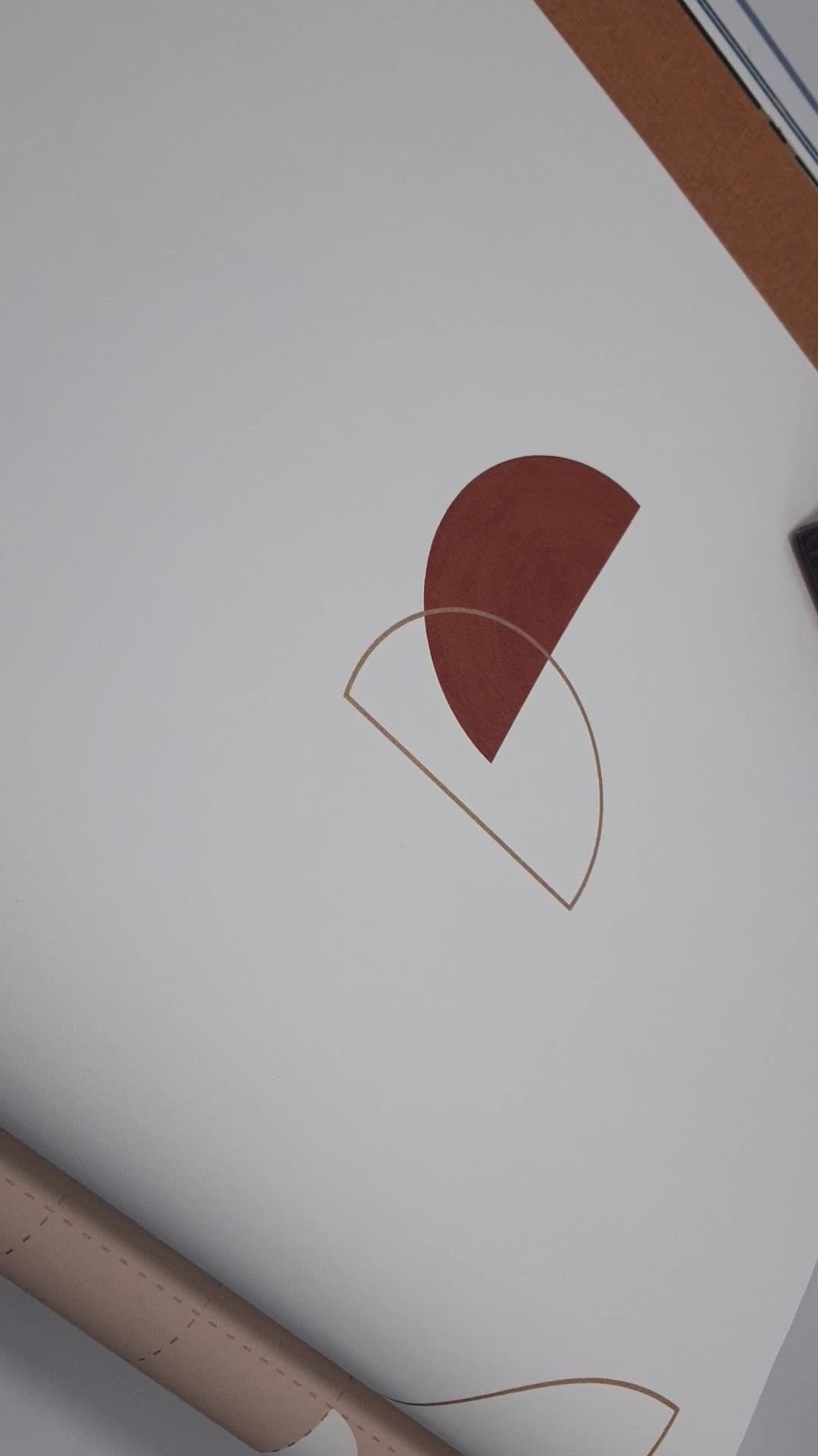 Absztrakt terrakotta és sárgásbarna színű geometria mintás design tapéta