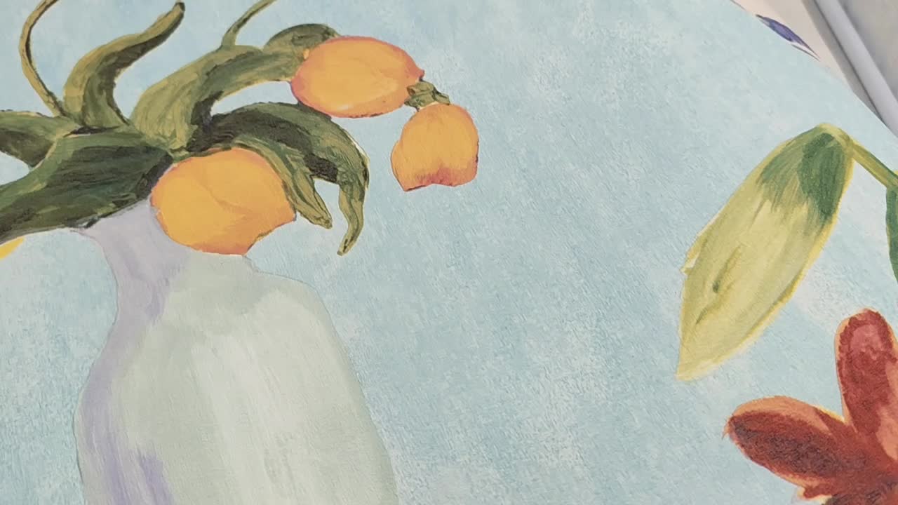 Kék vintage design tapéta festett váza mintával