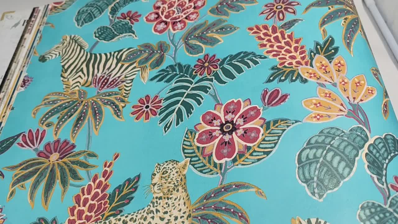 Kék trópusi design tapéta bohém részletgazdag mintával