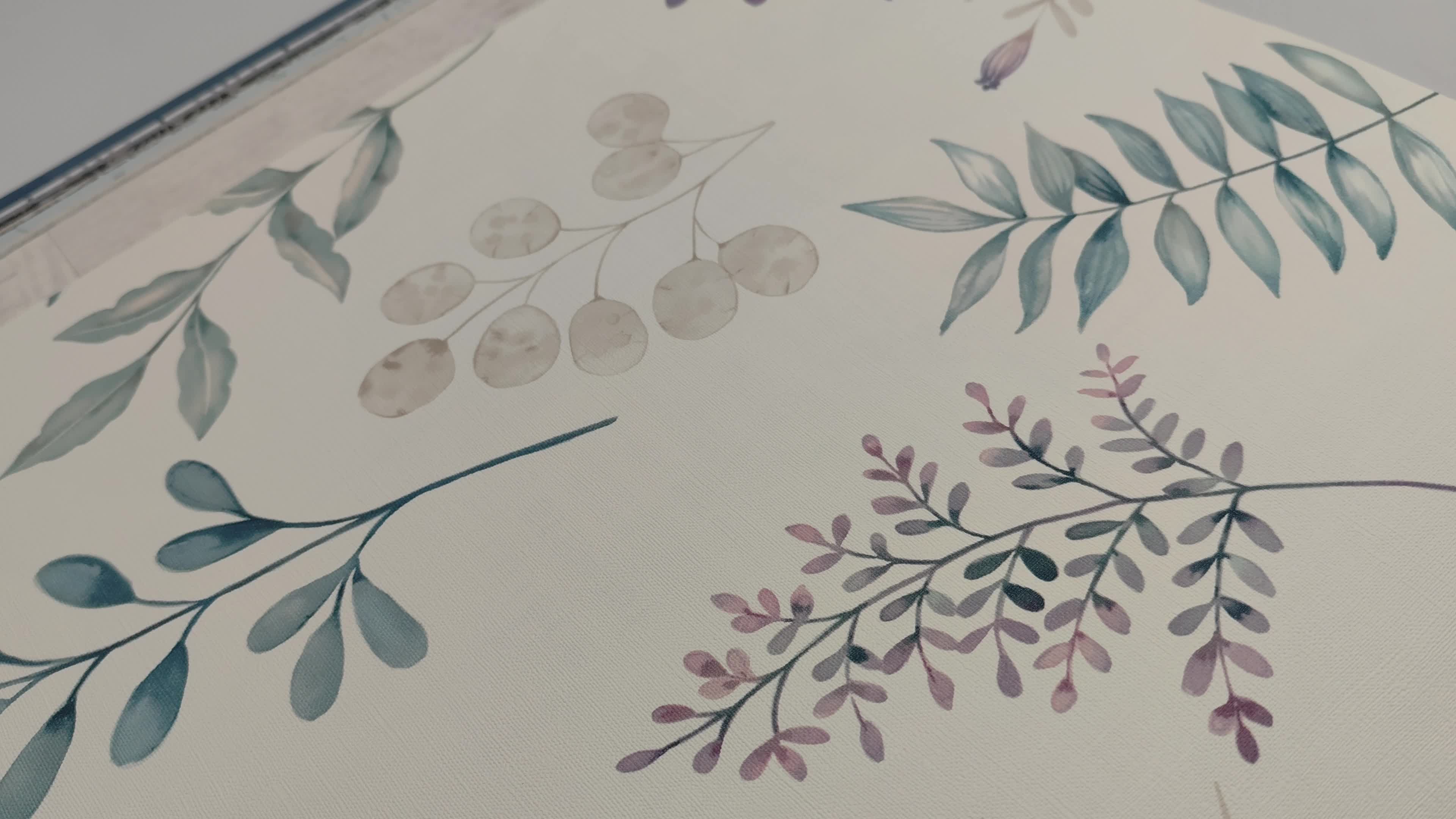 Provance hangulatú virág és levél mintás vlies vinyl mosható dekor tapéta