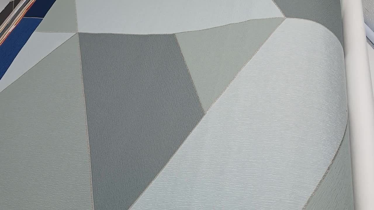 3D hatású geometria mintás zöld és szürke színű design tapéta