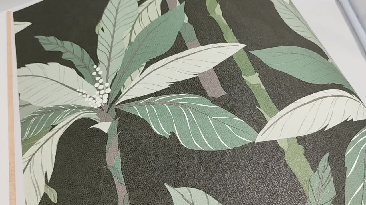 Pálmafa mintás dekor tapéta rajzolt skandináv stílusban