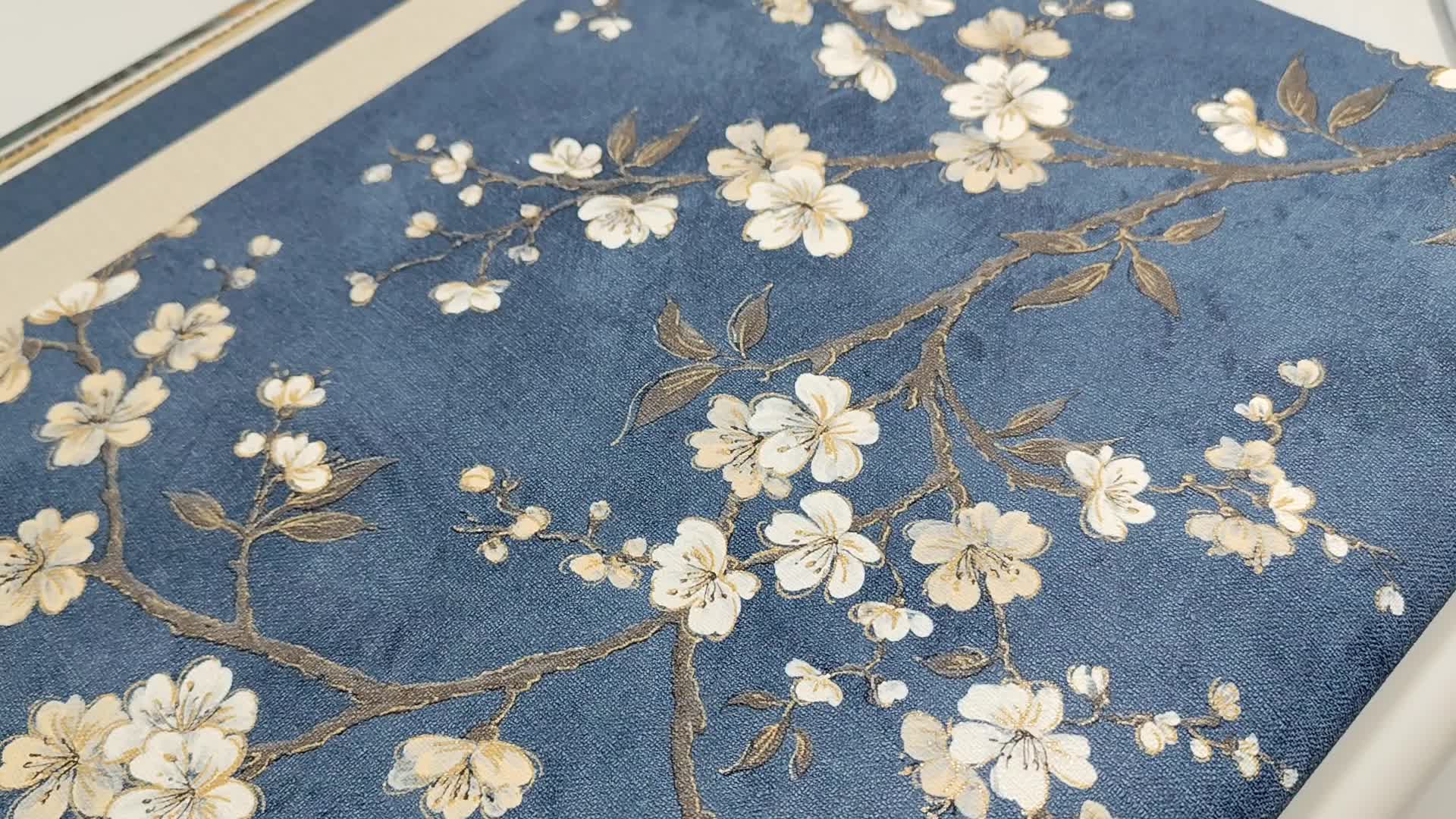 Kék virágmintás vlies romantikus design tapéta