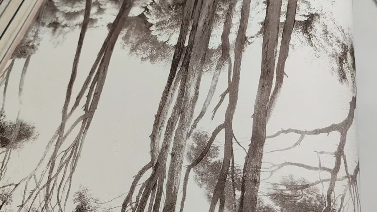 Fekete fehér erdei fa mintás vlies design tapéta