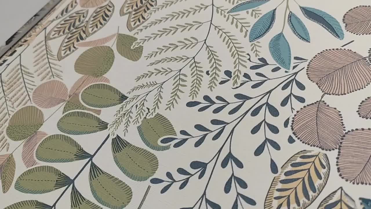 Pasztell skandi levélmintás vlies design tapéta