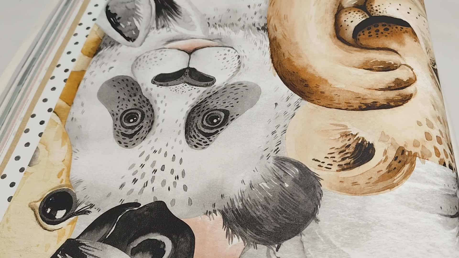 Afrikai állat mintás gyerek tapéta elefánt oroszlán zsiráf mintákkal