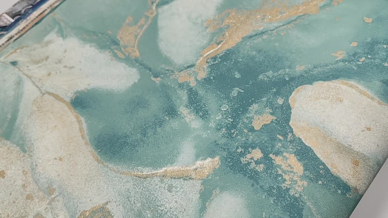 Design tapéta türkiz arany márvány ásvány hatású mintával