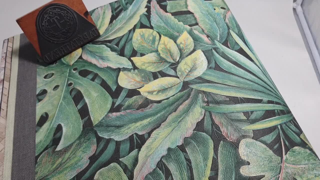 Zöld trópusi botanikus mintás vinyl mosható design tapéta