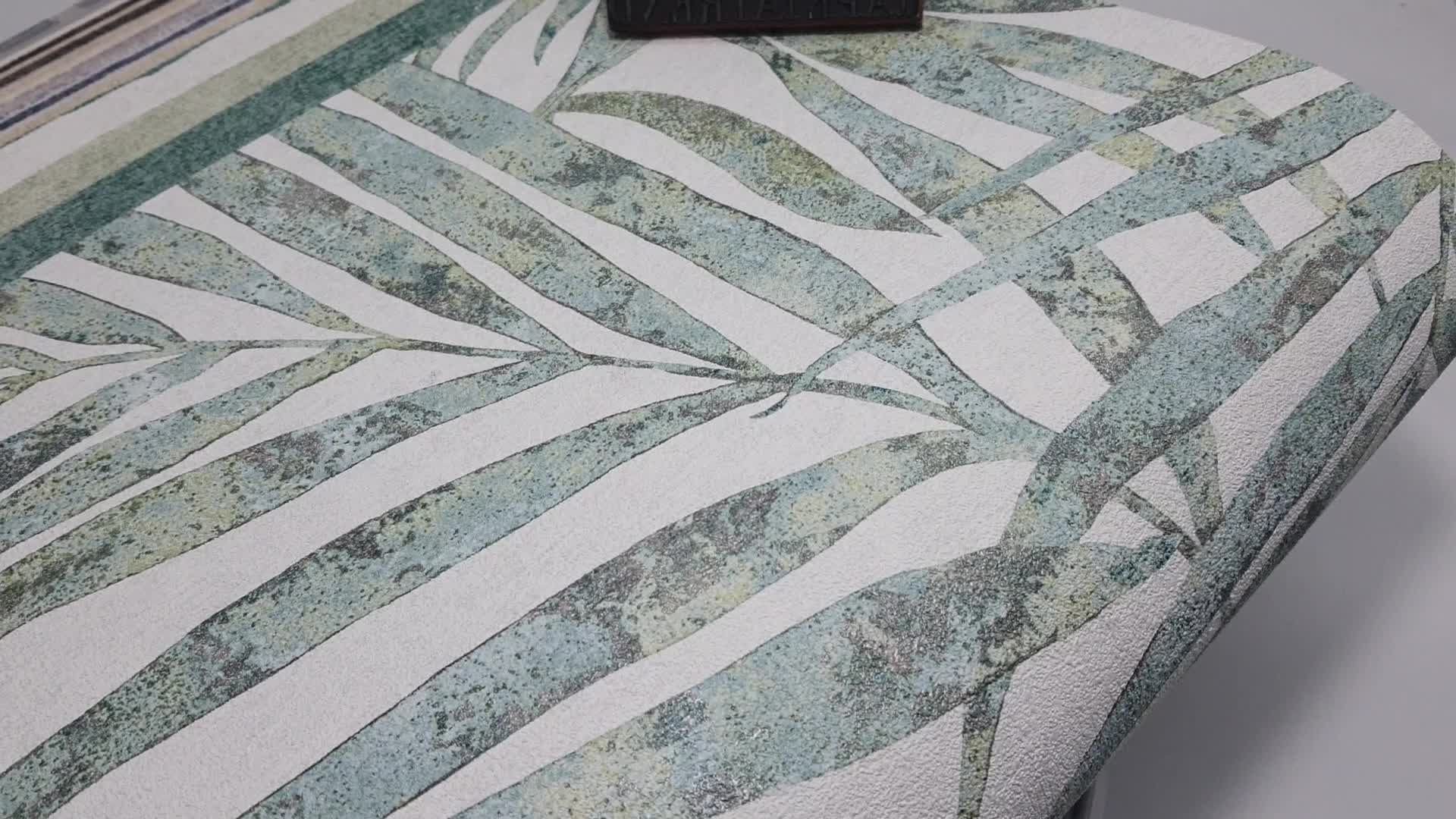 Design tapéta türkiz nagyléptékű levél mintával