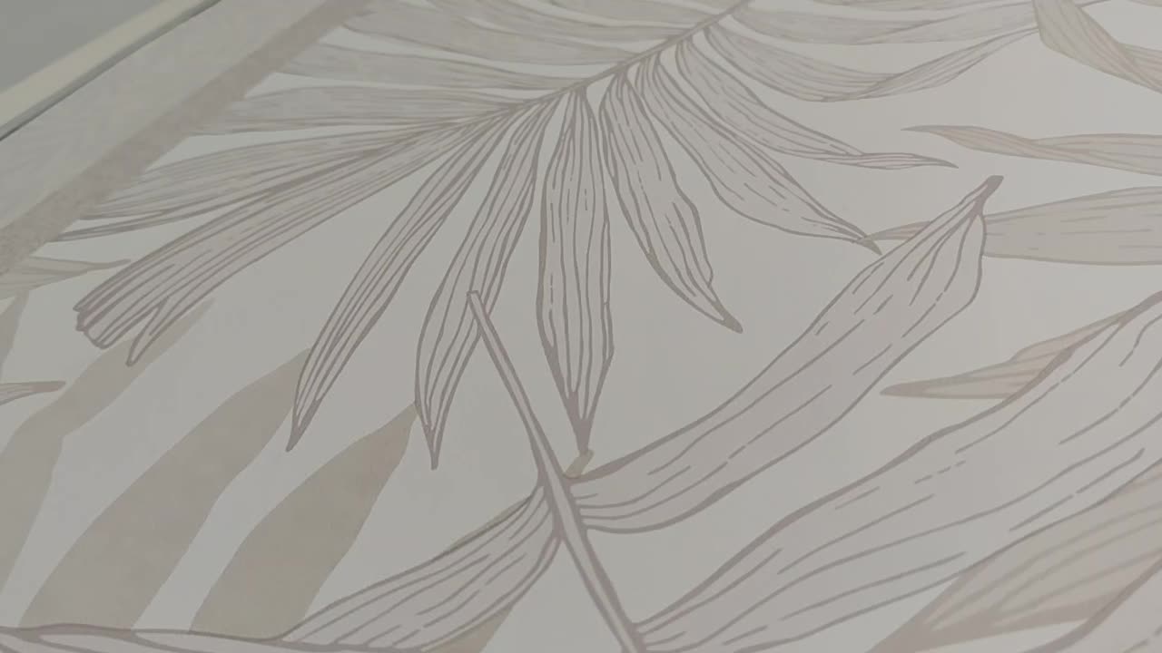 Pálmaleveles vlies dekor tapéta bézs színvilágban