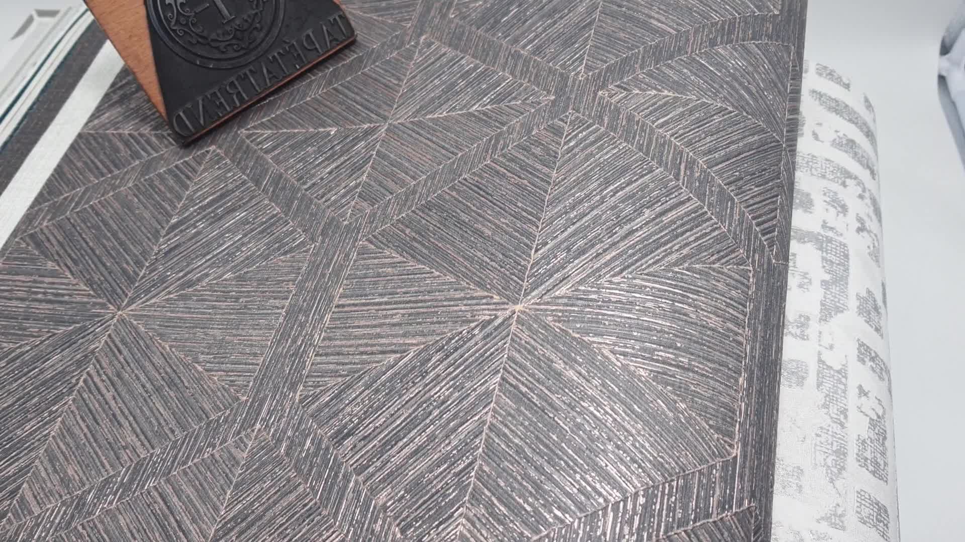 Barna struktúrált design tapéta absztrakt geometriai mintával