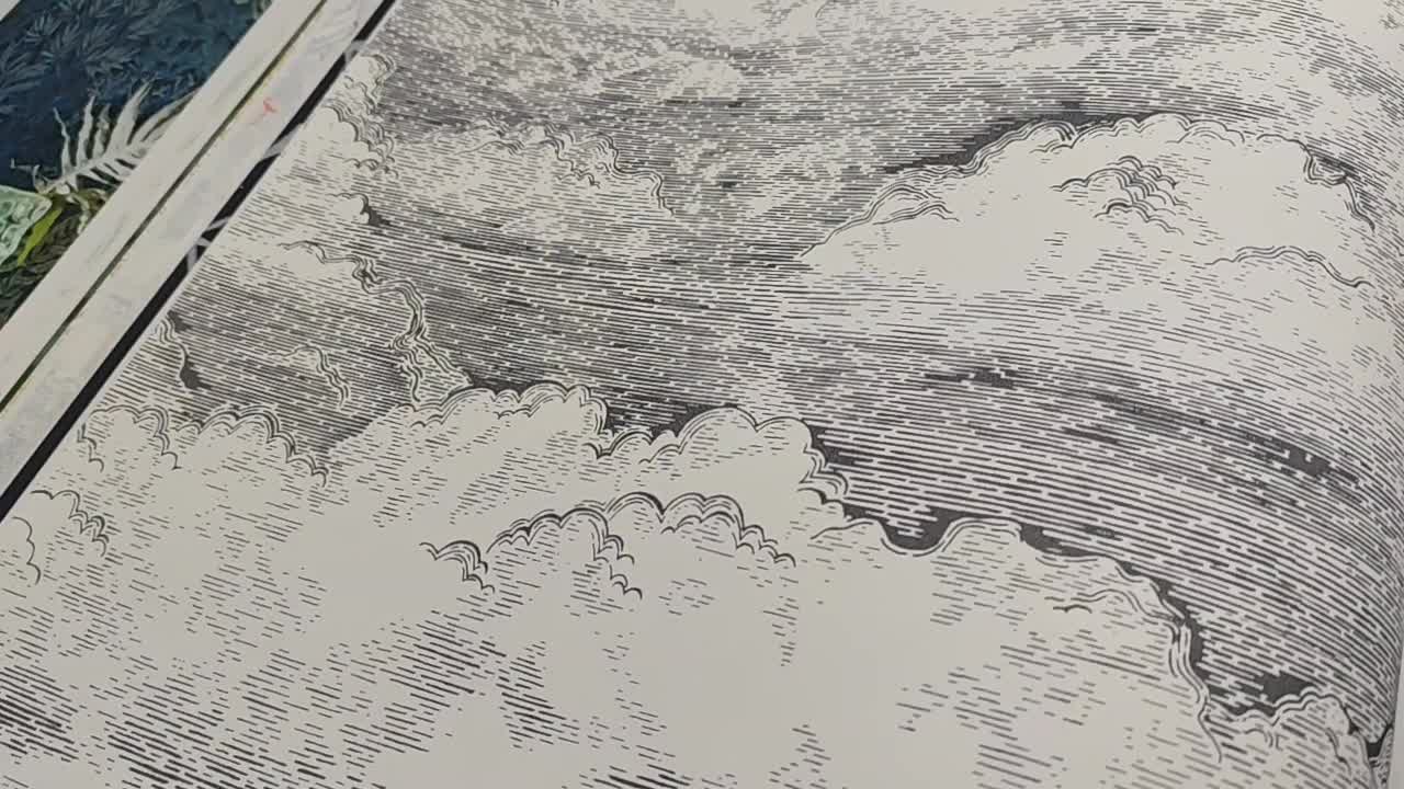 Casadeco design tapéta skicc rajz stílusú felhő mintával feket fehér színvilágban