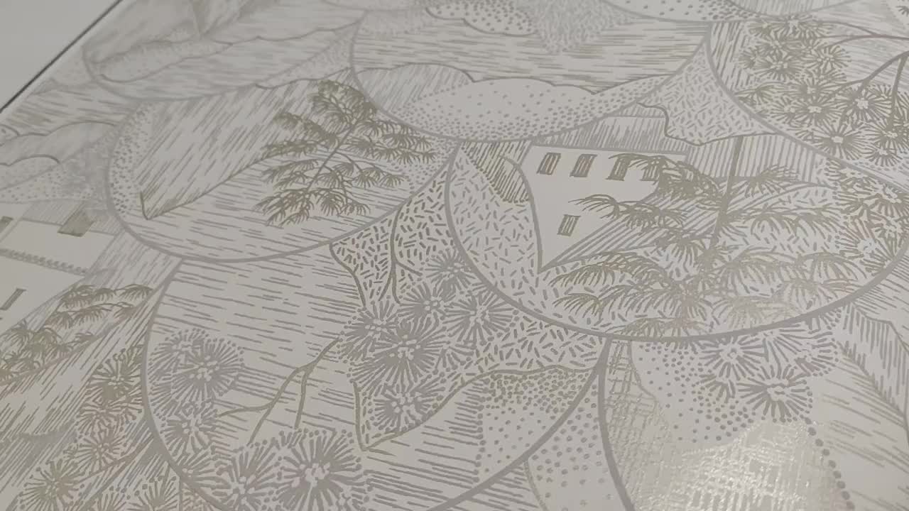 Elegáns keleties design tapéta szürke bézs keleties botanikus mintával