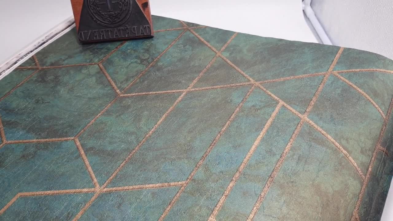 Türkizes modern geometrikus mintás design tapéta