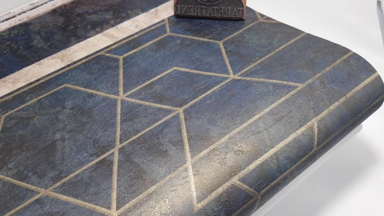 Design tapéta kék modern geometrikus mintával