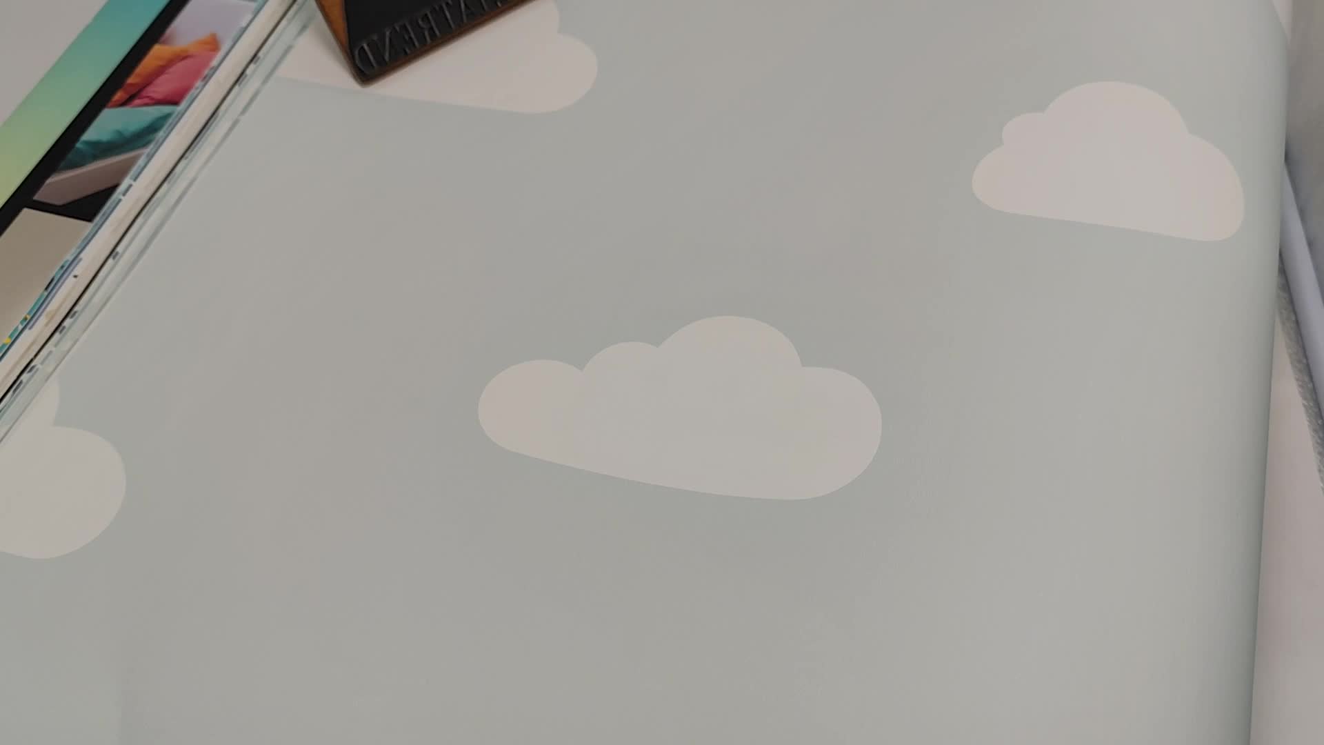 Pasztell kék felhő mintás vlies gyerektapéta