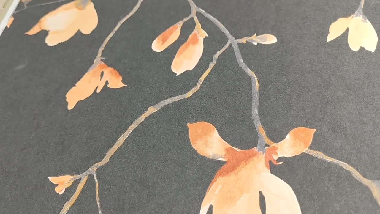 Magnólia virágmintás casadeco design tapéta narancsos virág mintával