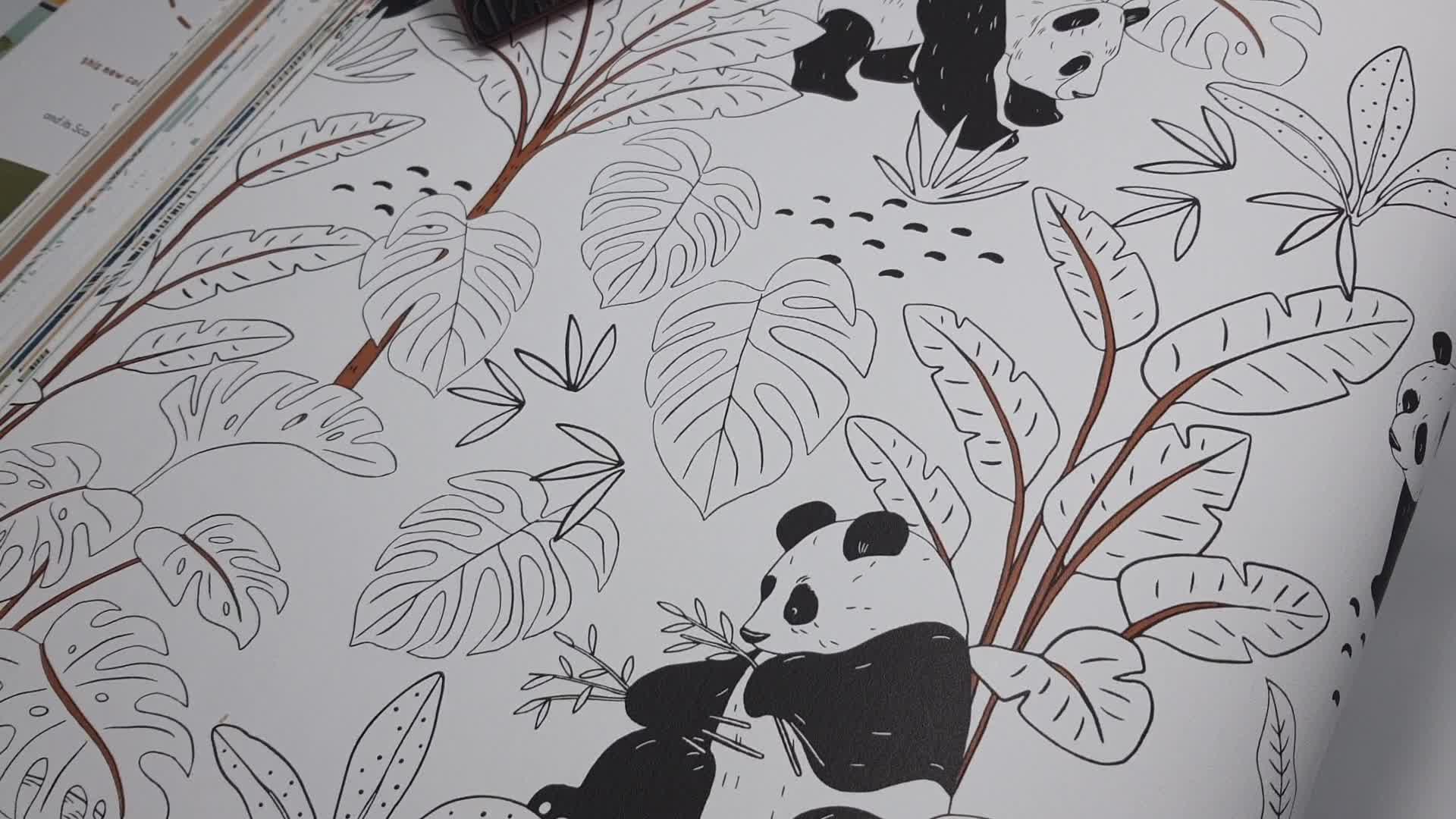 Fekete fehér panda maci mintás vlies gyerektapéta