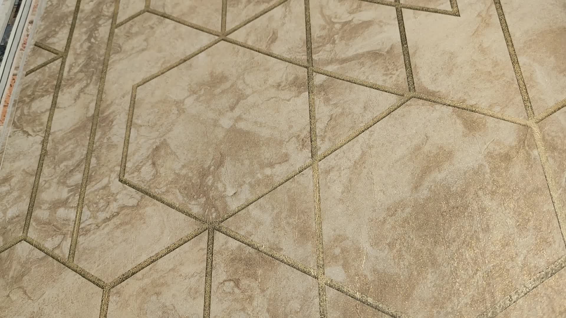 Barna arany modern design tapéta geometriai mintával