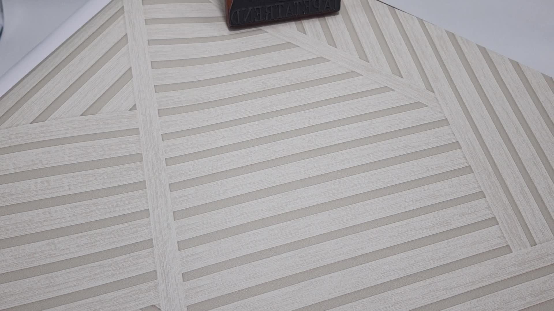 Letisztult fahatású krém színű geometria mintás design tapéta