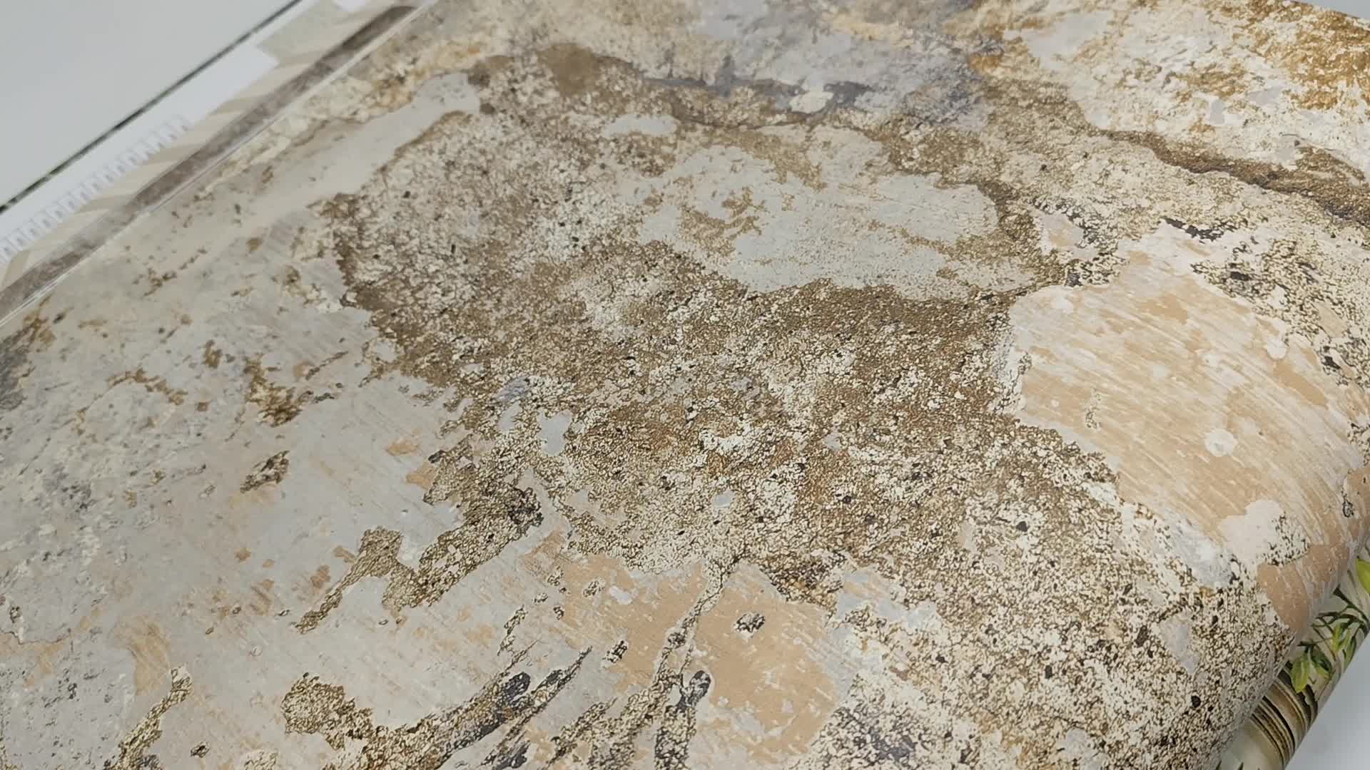 Antik hatású koptatott beton mintájú tapéta földszínekkel