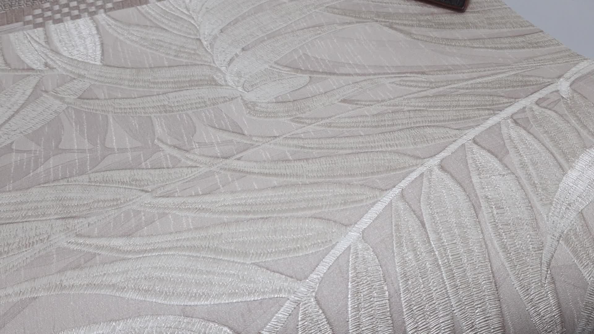 Krém hímzett hatású pálmalevél mintás vlies design tapéta