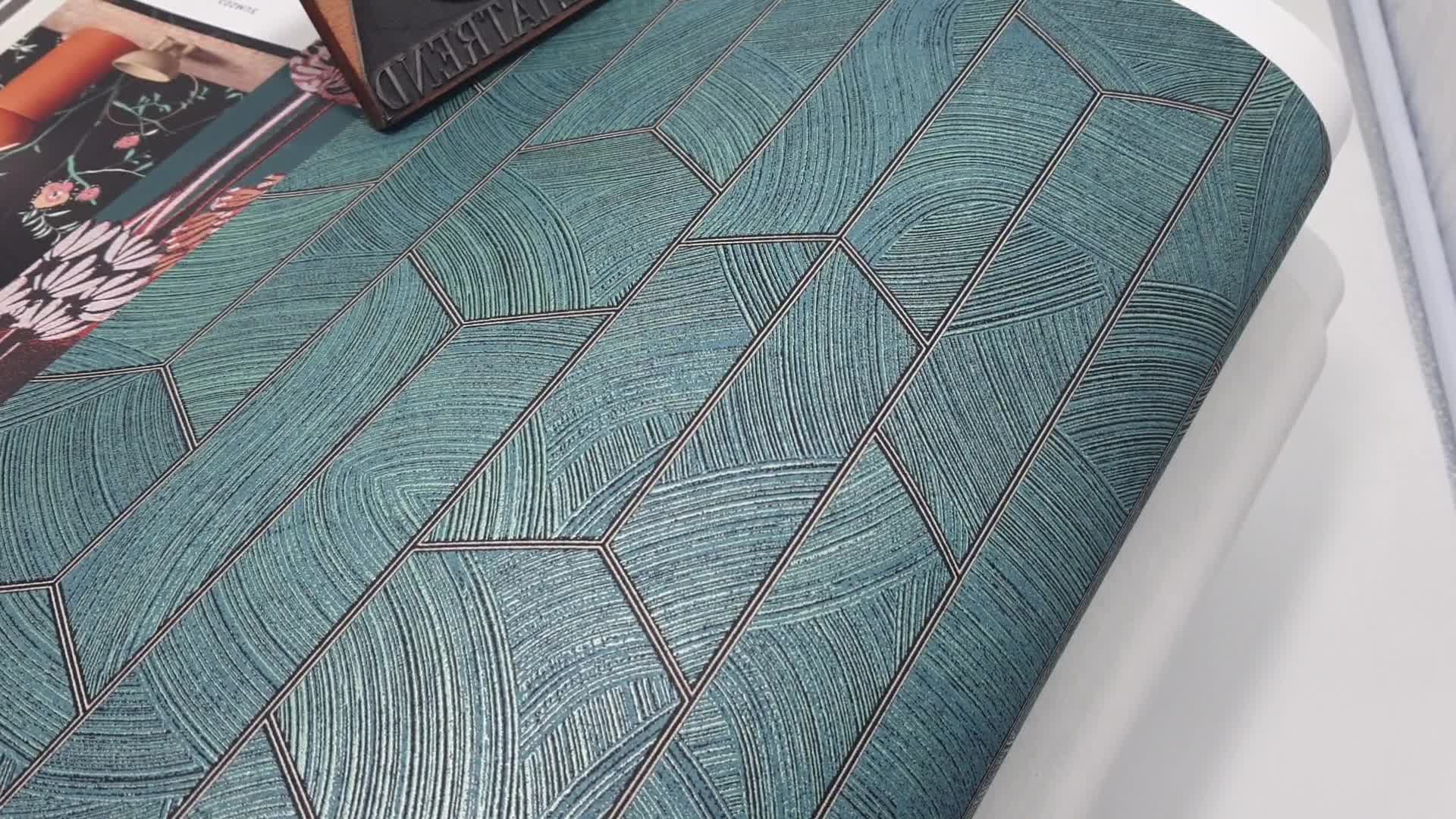 Prémium Khroma dekor tapéta türkiz geometriai mintával