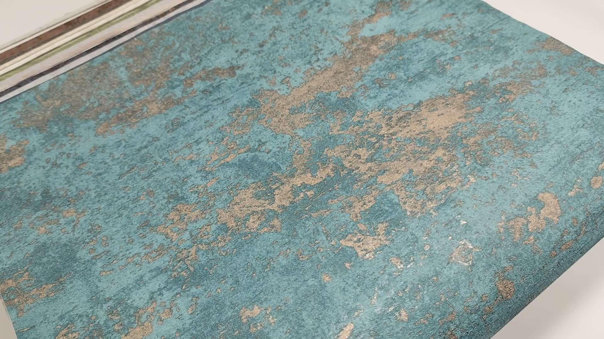 Türkiz koptatott hatású vlies design tapéta