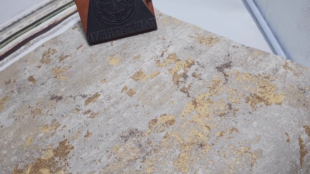 Bézs arany antik vakolat hatású mosható olasz design tapéta