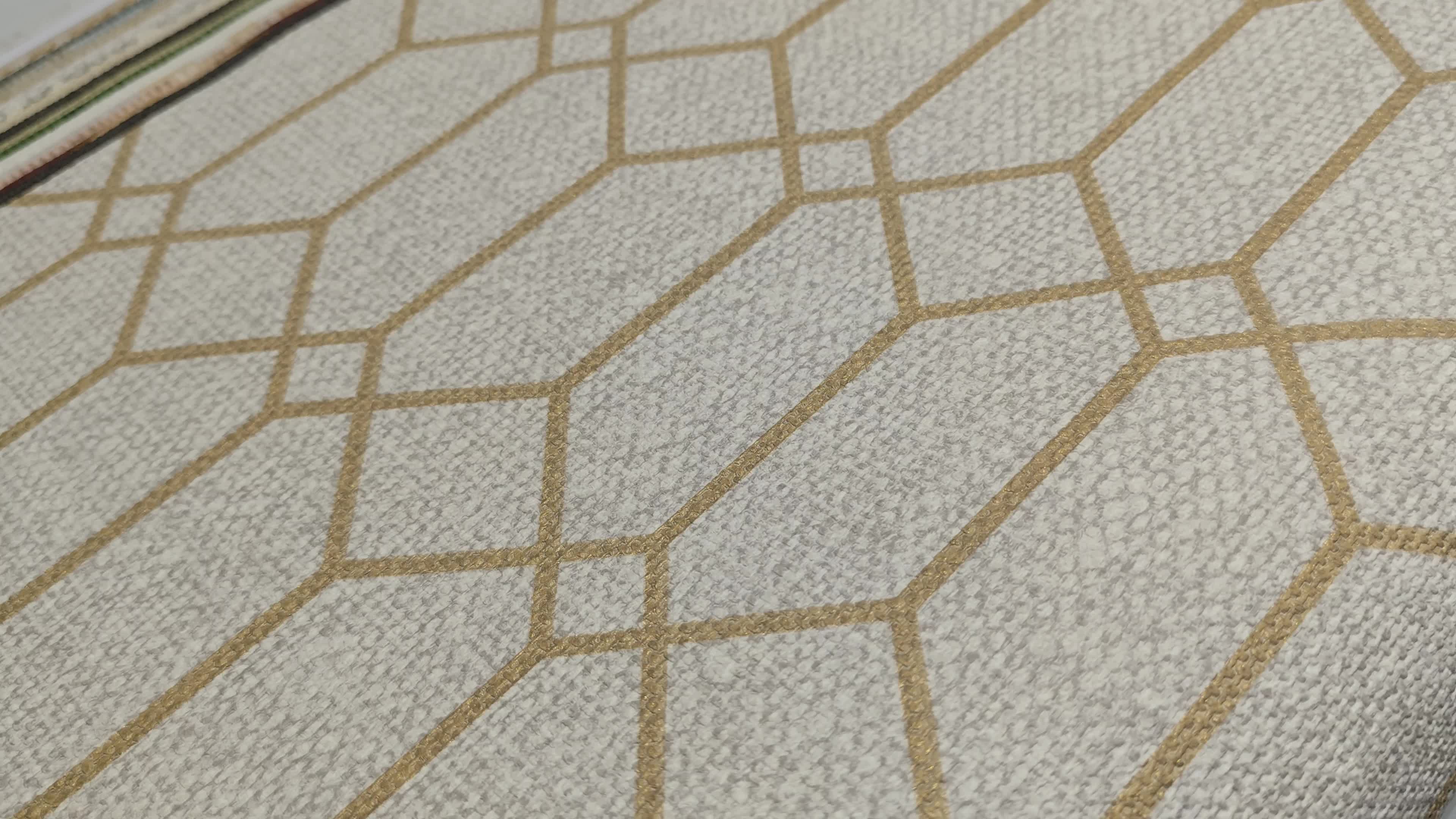 Bézs geometrikus textilhatású mosható olasz design tapéta